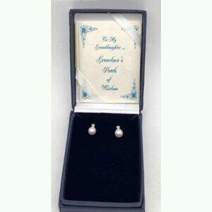 The Bradford Exchange Sterling Grandmothers Diamond Pearls of Wisdom Earrings